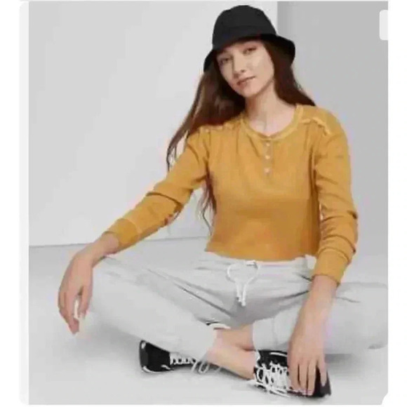 Wild Fable Waffle‎ Crop Top Mustard Yellow - Picture 5 of 6